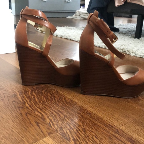 Michael Kors Brown Leather Wedges - Picture 3 of 7